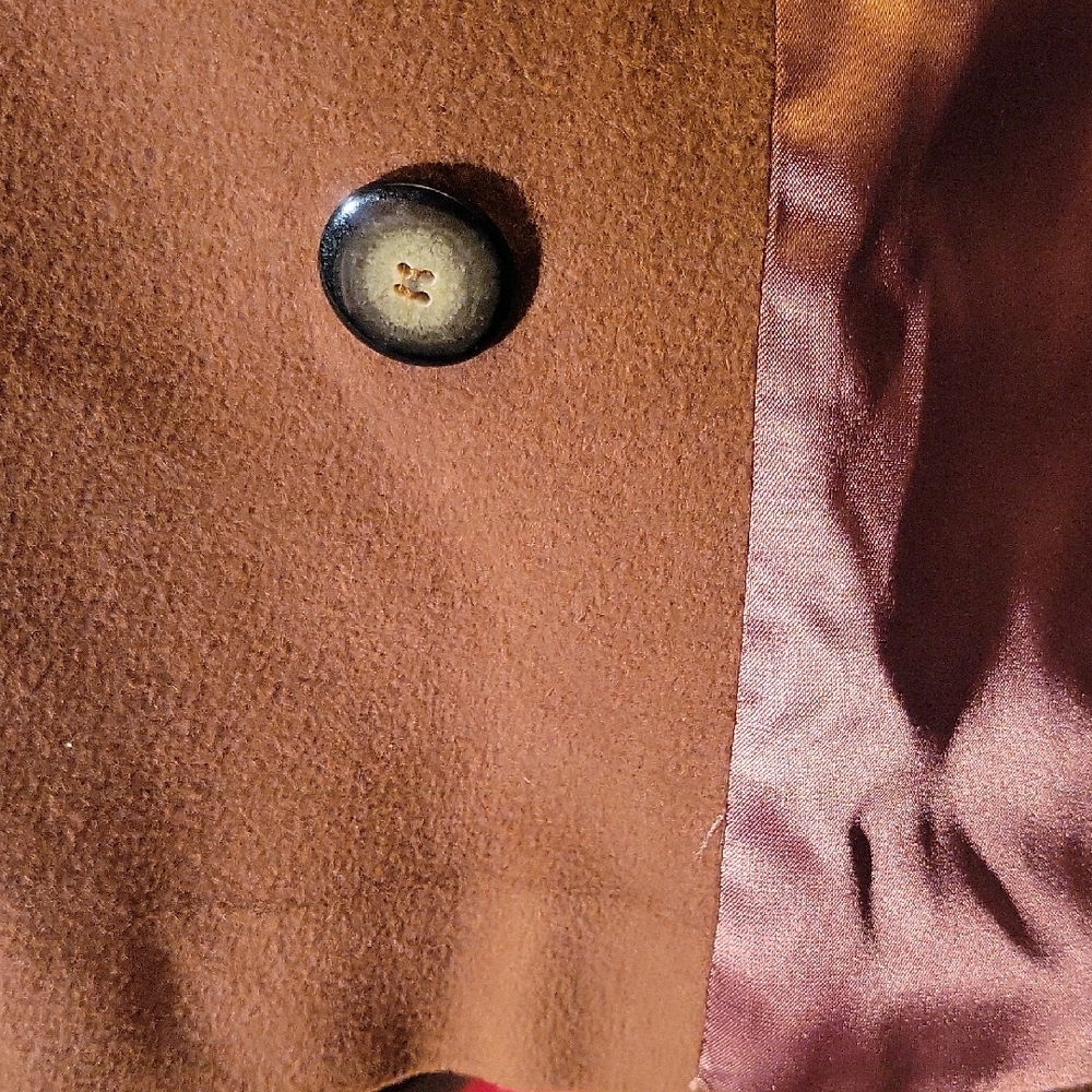Saks Fifth Avenue Brown Cashmere Trench Coat, Sz 12 - Picture 2 of 12